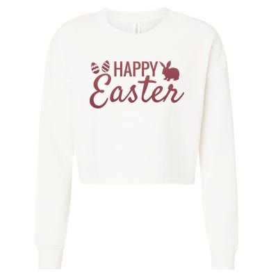 Happy Easter Cute Festive Holiday Cropped Pullover Crew