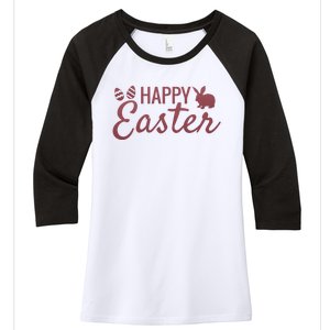 Happy Easter Cute Festive Holiday Women's Tri-Blend 3/4-Sleeve Raglan Shirt