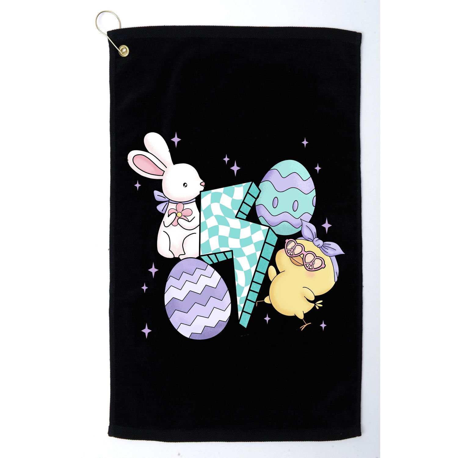 Happy Easter Cute Retro Golf Towel