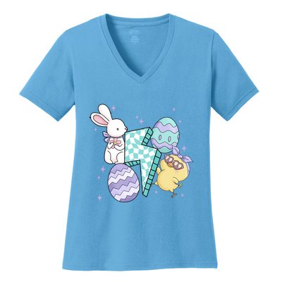 Happy Easter Cute Retro Women's V-Neck T-Shirt