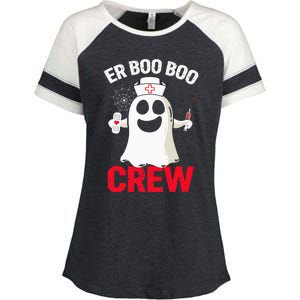 Halloween ER Costume  ER Boo Boo Crew Nurse Ghost Enza Ladies Jersey Colorblock Tee