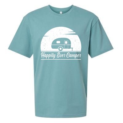 Happily Ever Camper Gift Living The Rv Life Gift Road Trip Gift Sueded Cloud Jersey T-Shirt