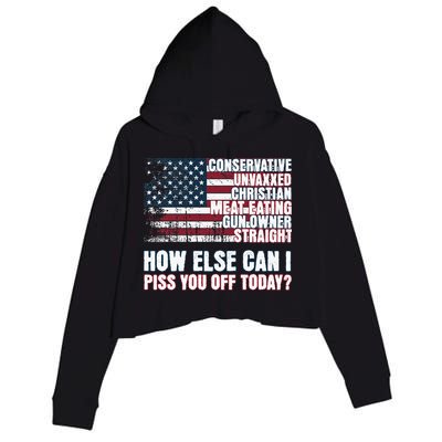How Else Can I Piss You Off Today Us Flag Crop Fleece Hoodie