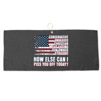How Else Can I Piss You Off Today Us Flag Large Microfiber Waffle Golf Towel