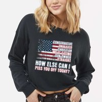 How Else Can I Piss You Off Today Us Flag Cropped Pullover Crew