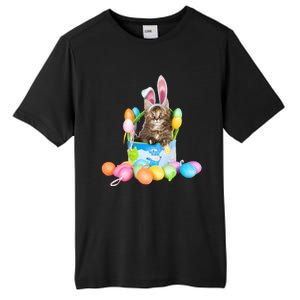 Happy Easter Cute Bunny Cat Eggs Basket Maine Coon Kitten Tall Fusion ChromaSoft Performance T-Shirt