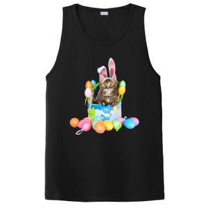 Happy Easter Cute Bunny Cat Eggs Basket Maine Coon Kitten PosiCharge Competitor Tank