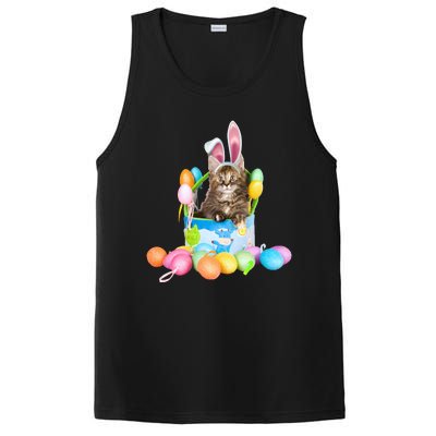 Happy Easter Cute Bunny Cat Eggs Basket Maine Coon Kitten PosiCharge Competitor Tank