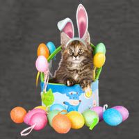 Happy Easter Cute Bunny Cat Eggs Basket Maine Coon Kitten Vector Backpack