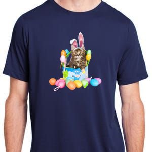 Happy Easter Cute Bunny Cat Eggs Basket Maine Coon Kitten Adult ChromaSoft Performance T-Shirt