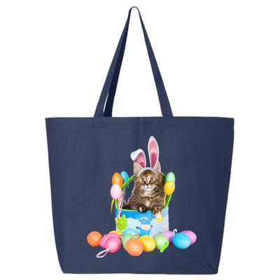 Happy Easter Cute Bunny Cat Eggs Basket Maine Coon Kitten 25L Jumbo Tote