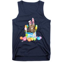 Happy Easter Cute Bunny Cat Eggs Basket Maine Coon Kitten Tank Top