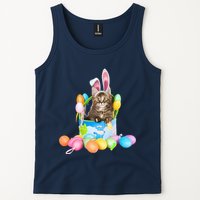 Happy Easter Cute Bunny Cat Eggs Basket Maine Coon Kitten Tank Top