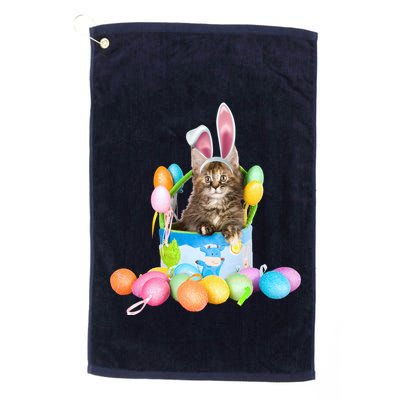 Happy Easter Cute Bunny Cat Eggs Basket Maine Coon Kitten Golf Towel