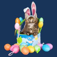 Happy Easter Cute Bunny Cat Eggs Basket Maine Coon Kitten Kids T-Shirt