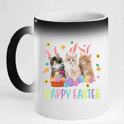 Happy Easter Cute Cat Lover Holiday 11oz Black Color Changing Mug