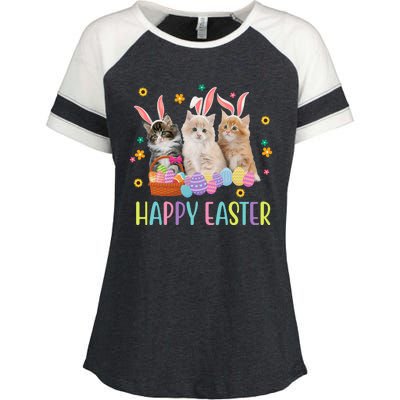 Happy Easter Cute Cat Lover Holiday Enza Ladies Jersey Colorblock Tee