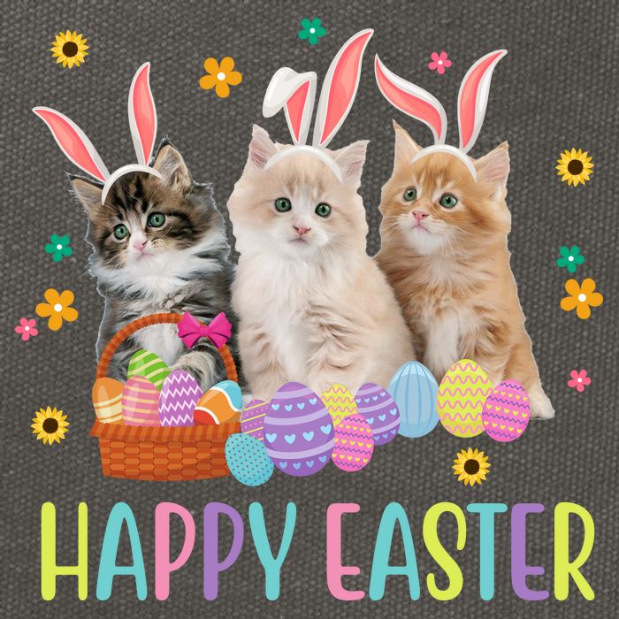Happy Easter Cute Cat Lover Holiday Cotton Canvas Backpack