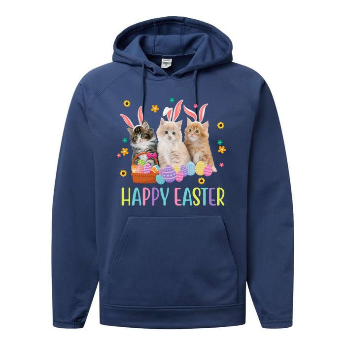 Happy Easter Cute Cat Lover Holiday Performance Fleece Hoodie