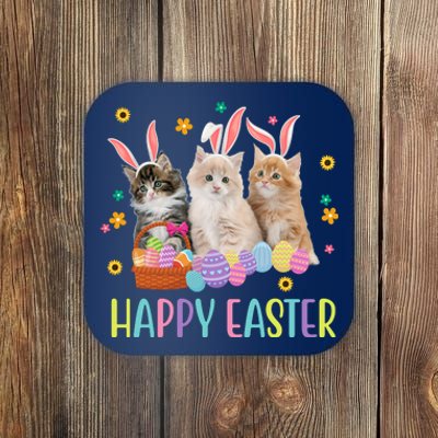 Happy Easter Cute Cat Lover Holiday Coaster