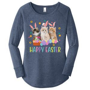 Happy Easter Cute Cat Lover Holiday Women's Perfect Tri Tunic Long Sleeve Shirt