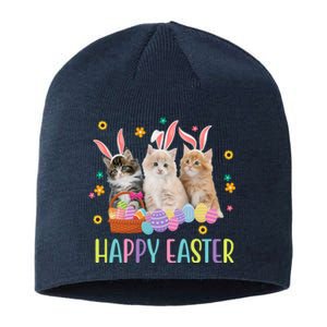 Happy Easter Cute Cat Lover Holiday Sustainable Beanie