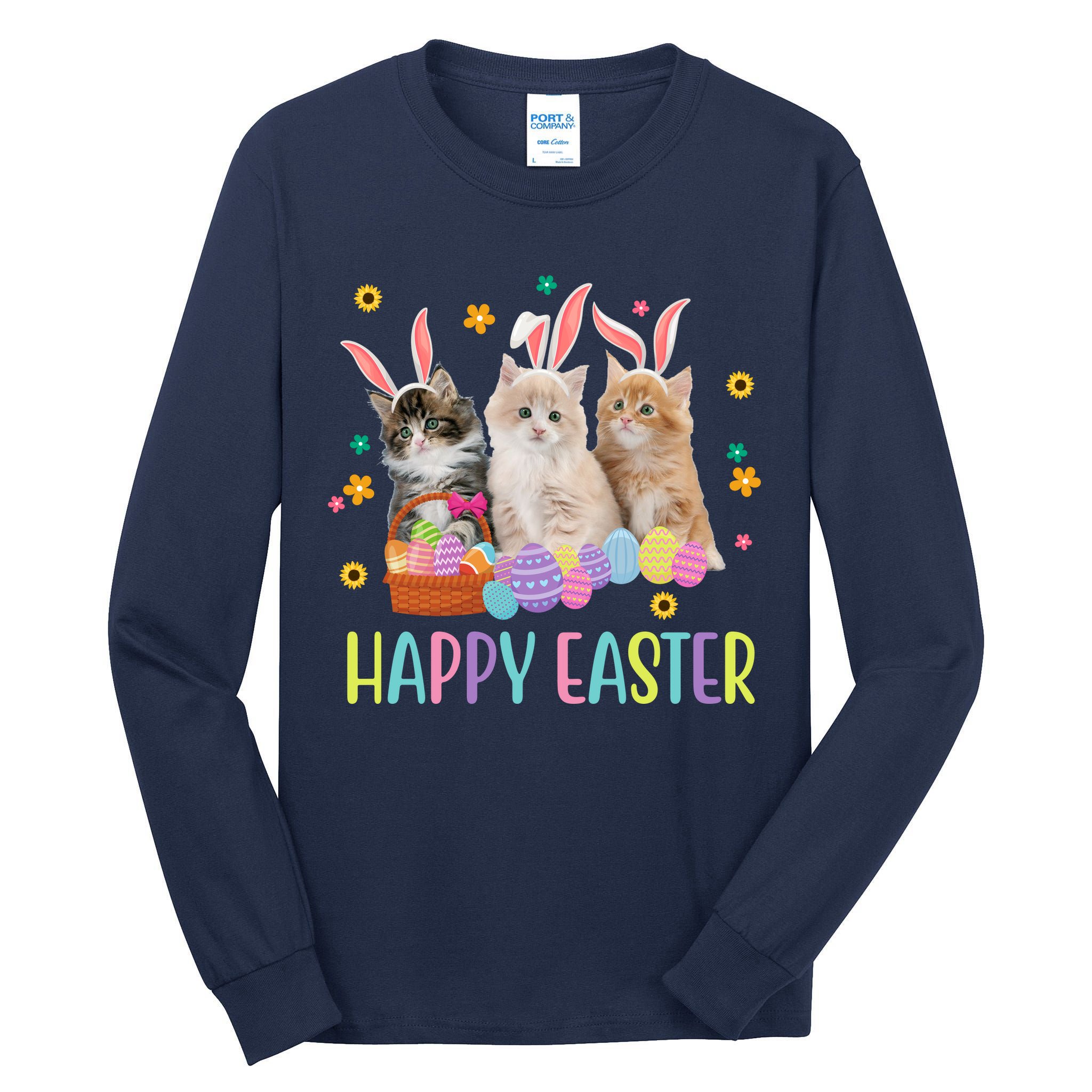 Happy Easter Cute Cat Lover Holiday Tall Long Sleeve T-Shirt