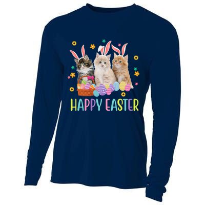 Happy Easter Cute Cat Lover Holiday Cooling Performance Long Sleeve Crew