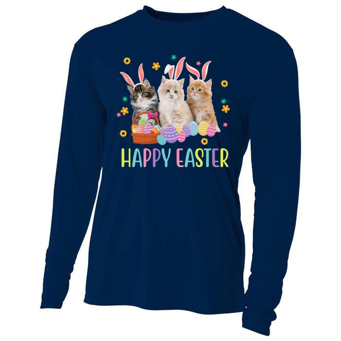 Happy Easter Cute Cat Lover Holiday Cooling Performance Long Sleeve Crew