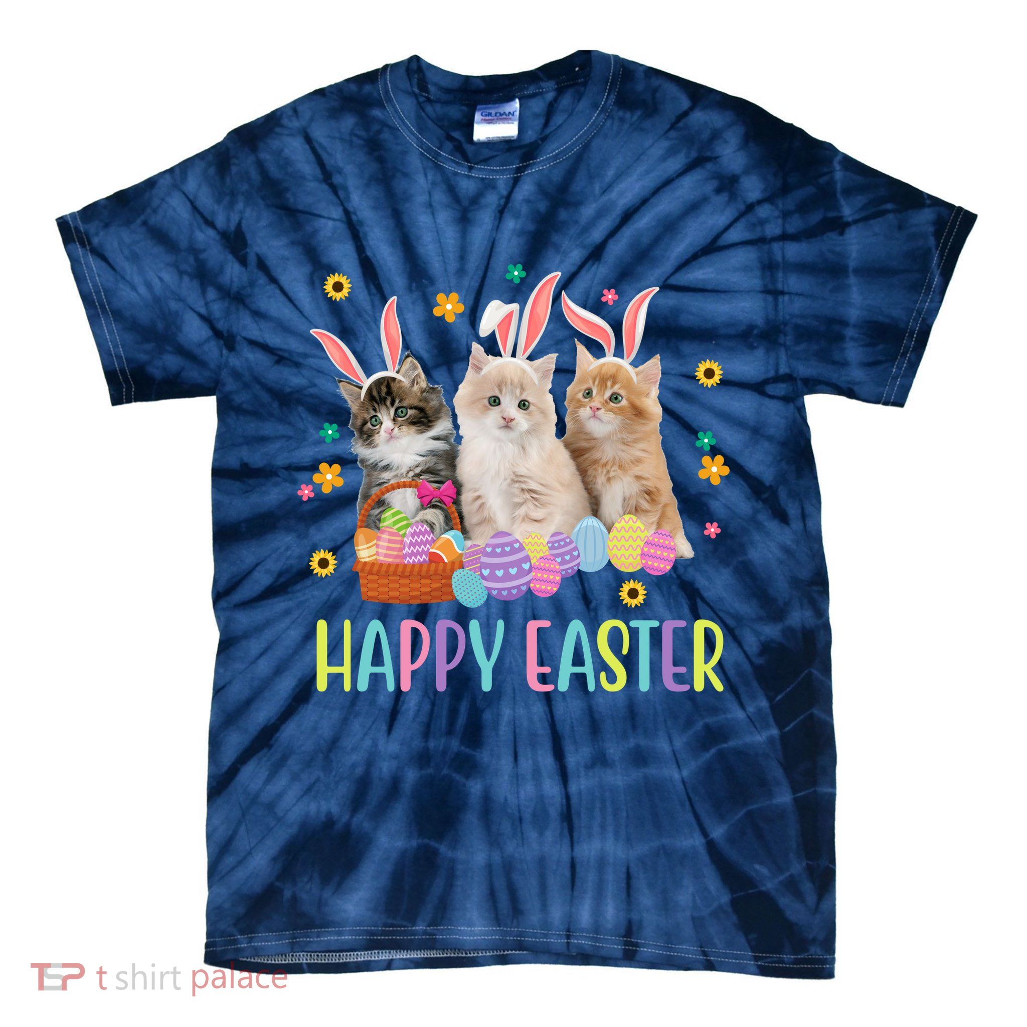 Happy Easter Cute Cat Lover Holiday Tie-Dye T-Shirt