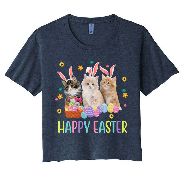 Happy Easter Cute Cat Lover Holiday Crop Top