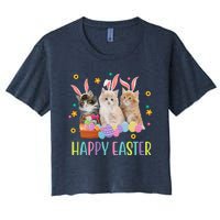 Happy Easter Cute Cat Lover Holiday Women's Crop Top Tee