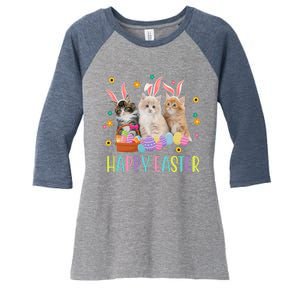 Happy Easter Cute Cat Lover Holiday Women's Tri-Blend 3/4-Sleeve Raglan Shirt