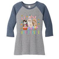 Happy Easter Cute Cat Lover Holiday Women's Tri-Blend 3/4-Sleeve Raglan Shirt