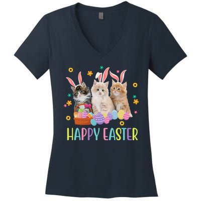 Happy Easter Cute Cat Lover Holiday Women's V-Neck T-Shirt