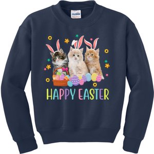 Happy Easter Cute Cat Lover Holiday Kids Sweatshirt