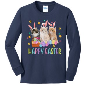 Happy Easter Cute Cat Lover Holiday Kids Long Sleeve Shirt