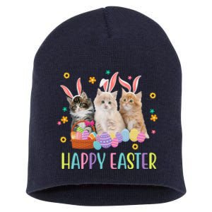 Happy Easter Cute Cat Lover Holiday Short Acrylic Beanie