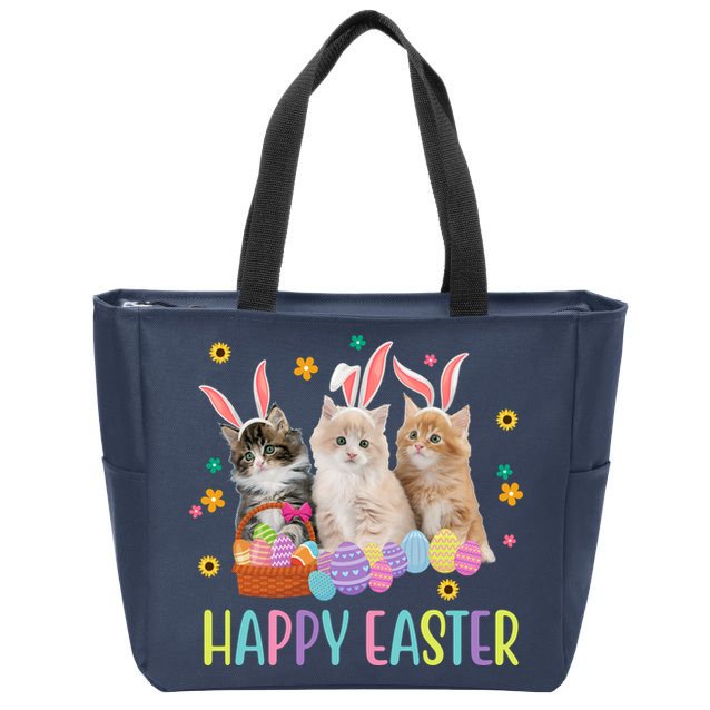 Happy Easter Cute Cat Lover Holiday Zip Tote Bag