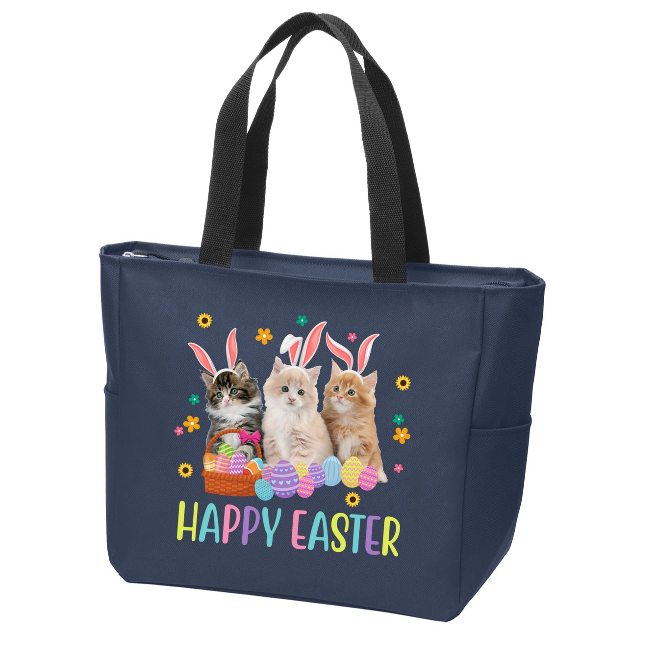 Happy Easter Cute Cat Lover Holiday Zip Tote Bag