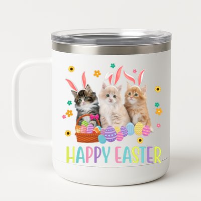 Happy Easter Cute Cat Lover Holiday 12 oz Stainless Steel Tumbler Cup