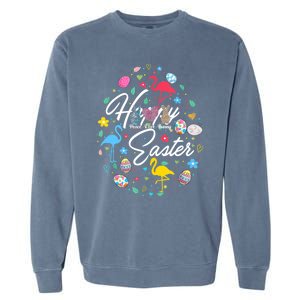 Happy Easter Cute Easter Eggs Shape Collection Flamingo Cute Gift Garment-Dyed Sweatshirt