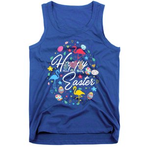 Happy Easter Cute Easter Eggs Shape Collection Flamingo Cute Gift Tank Top