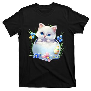 Happy Easter Cute Cat Eggs Basket Easter Day Cat Lover T-Shirt