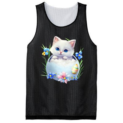 Happy Easter Cute Cat Eggs Basket Easter Day Cat Lover Mesh Reversible Basketball Jersey Tank