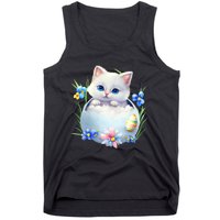 Happy Easter Cute Cat Eggs Basket Easter Day Cat Lover Tank Top