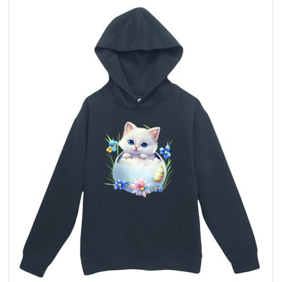 Happy Easter Cute Cat Eggs Basket Easter Day Cat Lover Urban Pullover Hoodie