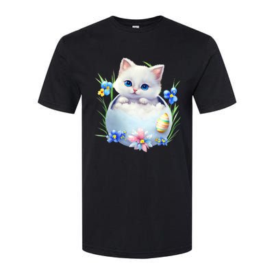 Happy Easter Cute Cat Eggs Basket Easter Day Cat Lover Softstyle® CVC T-Shirt