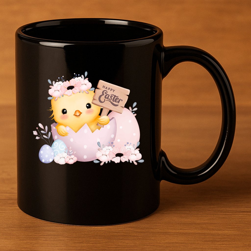 Happy Easter Cute Chick Easter Sunday 11oz C Handle Ceramic Mug