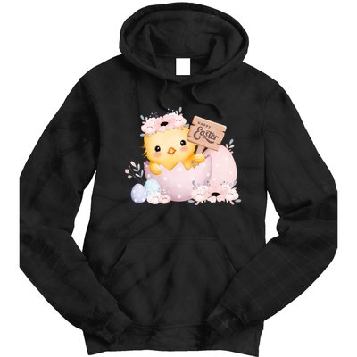 Happy Easter Cute Chick Easter Sunday Tie Dye Hoodie